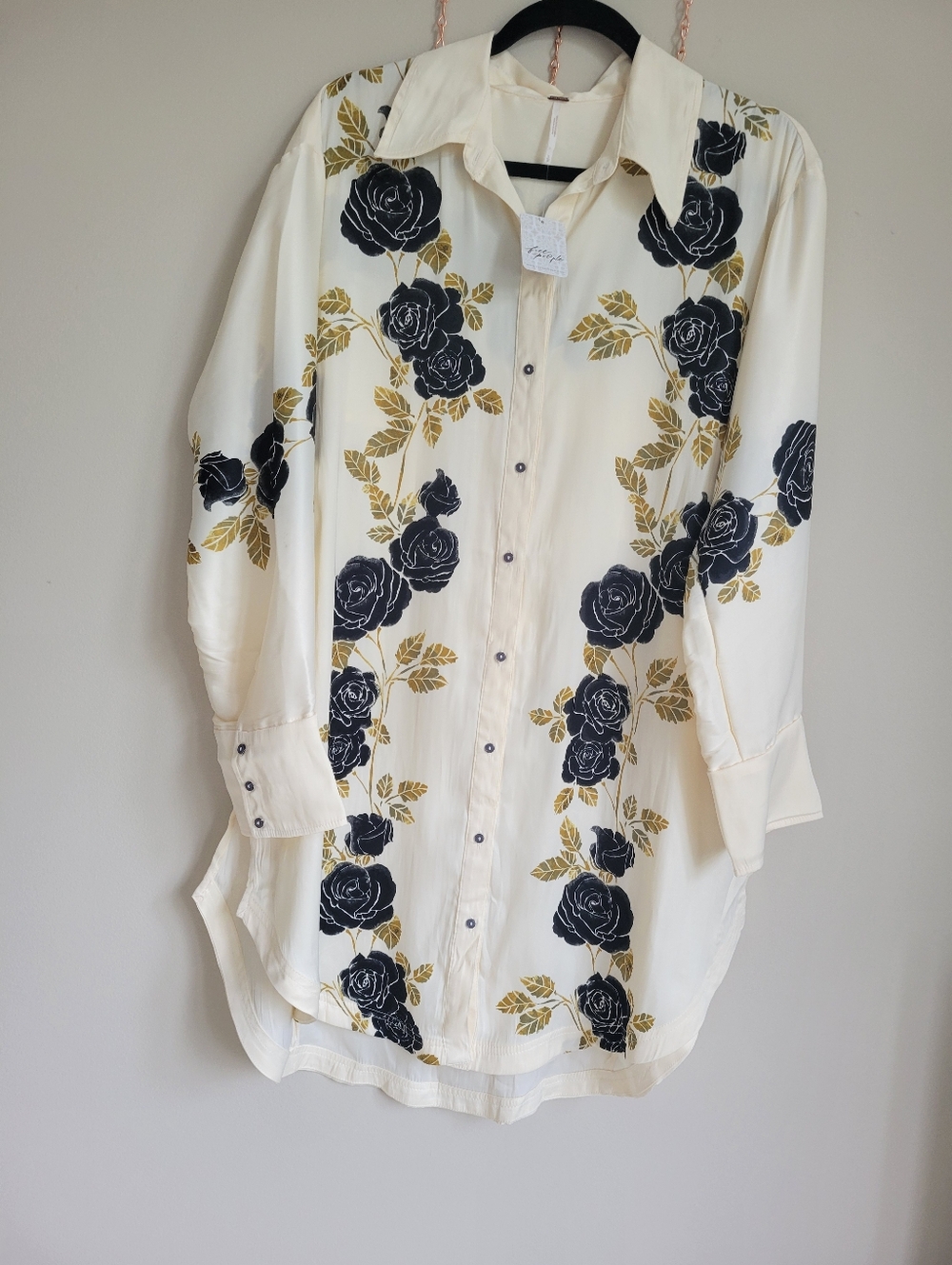 Free People Off The Vine Button Down Shirt/dress,cover Up Or Nitewear Size Small